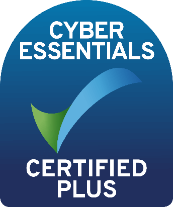 Blue "Cyber Essentials Plus Certified" crest