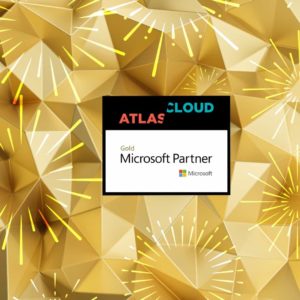 Gold background with Atlas Cloud and Microsoft Gold Partner Logos