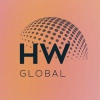 Orange square with dark dotted sphere and 'HW Global'